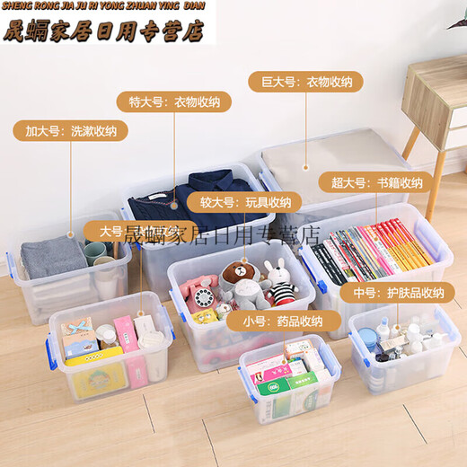 Sivir thickened transparent storage box plastic large and small car home storage box for clothes and toys multi-functional storage box transparent discount 2-piece set medium + medium