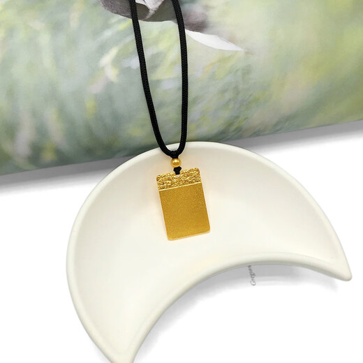 Qian Shengyuan Lao Phoenix 999 Vietnamese sand gold Wu Shi brand pendant for men and women gold-plated necklace square card pendant can be woven Kirinji small Wu Shi brand about 2*3cm8g Lao Fengxiang quality