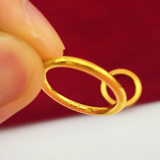 Slightly gifted gold-coated silver ancient method inheritance plain ring ring for three lives and three generations couple ring light luxury tail ring fashion holiday gift No. 6 plain ring ancient method ring gold about 0.1