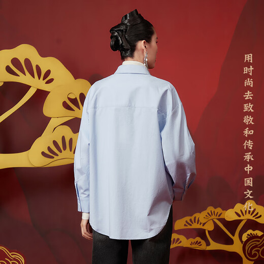 云思木想Ysimo-X摩登2025春季新款新中式女士衬衣蓝色衬衫女12595 蓝色 S