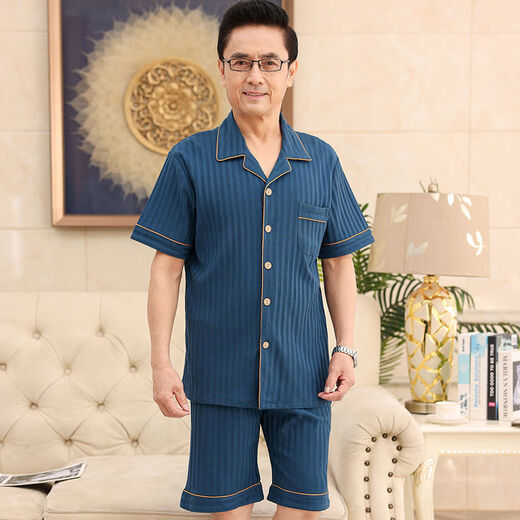 Les parents d'âge moyen et âgés de Yalu ont un pyjamas de coton pur pour hommes et femmes pour un pantalon recadré à manches courtes d'été pour les cardigans d'été pour les vêtements à domicile N9863 Picture principale M Femmes célibataires [suggéré 80-95 Jin [Jin équivaut à 0,5 kg]]]