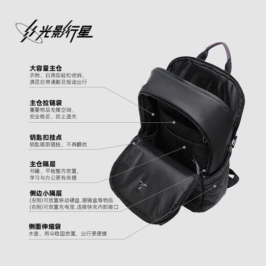 Light and Shadow Planet (GYXX) Lingyun Air -Rucksack für Männer- und Frauen -Rucksack 2025 Neue Business- und Casual School Bag Computerbag Yaoye Hei - können 15,6 -Zoll -dünne und leichte Notebook -Intelligent -Beleuchtungssystem installieren, um das Nachtlebnis zu verbessern