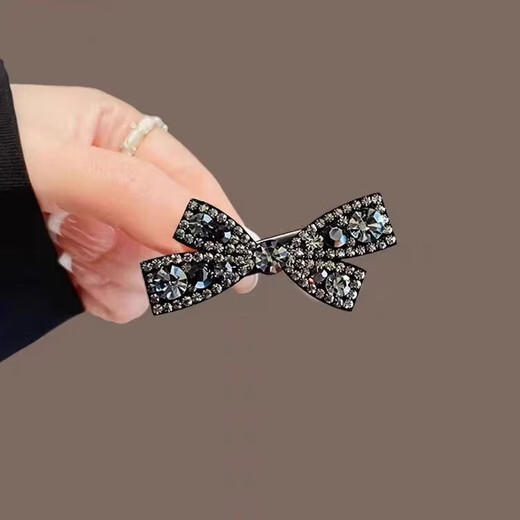 Rhinestone black bangs clip one-word hair accessories women's top clip hair clip bow clip headband hair clip side clip broken hair light luxury diamond black 1 piece