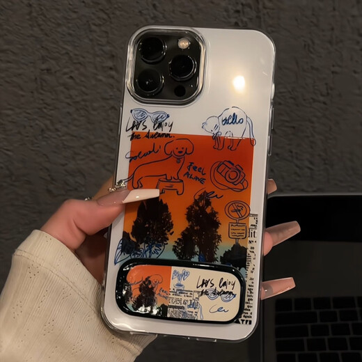 
Zhisong ins illustration graffiti lines suitable for Apple 16promax double-layer IMD mobile phone case iPhone 15 cute small GH9194ins illustration graffiti lines + j369 paint iPhone 11