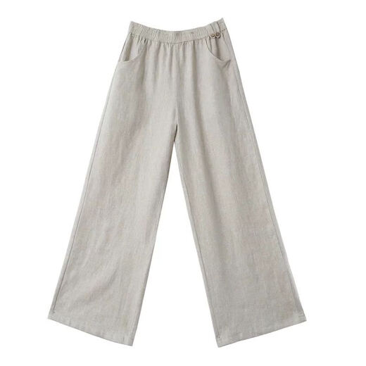 Jiaobifu 2025 summer silk linen wide-leg pants cotton linen slimming straight pants Guangzhou thirteen-row cotton linen wide-leg pants women's summer purple lace-up style 9793 M Recommended 100 to 115 Jin [Jin equals 0.5 kg]