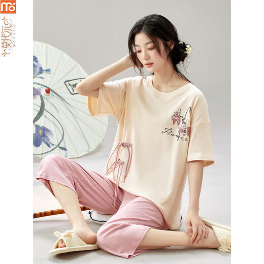 Modal Pyjamas für Frauen im Sommer 2025 Neue chinesische Kurzärmer-Anzug chinesischer Stil können außerhalb der dünnen lässigen, gelegentlichen Hosen y9902 m getragen werden
