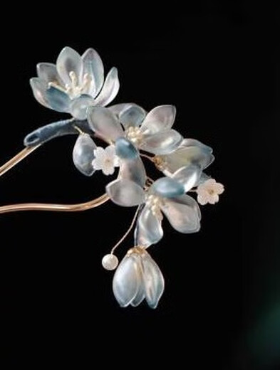 Lingchuan U-shaped hairpin glazed peony flower plate hairpin new Chinese style hairpin headdress forest style super fairy cheongsam national style accessories pink flowers