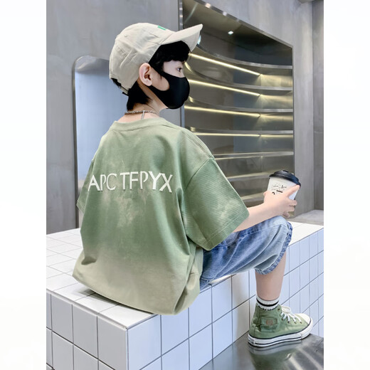 Disney brand children's clothing boys short-sleeved suit summer fashion medium and large children's clothing two-piece set boys sports suit white 679 skateboard T 120 cm