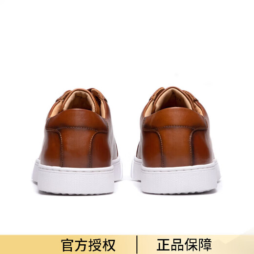 MNSMIN法国奢侈品男鞋高档四季款牛皮系带休闲小白鞋日常通勤板鞋时尚潮 棕色9225 38