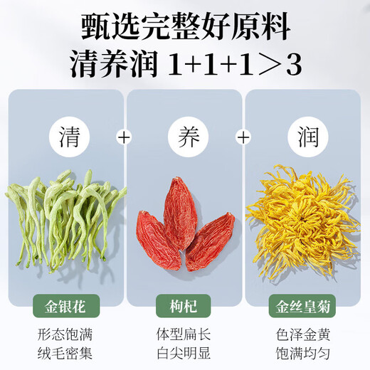 Grass and trees recipe Chrysanthemum tea Golden silk emperor chrysanthemum wolfberry liver protection camellia tea 80g 30 packs Large independent small package herbal tea