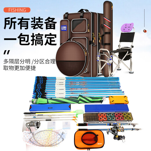 OIMG fishing rod bag, fishing chair backpack, fishing gear bag, fishing chair bag, backpack, fish bag, multifunctional fishing bag 7080, capacity 70cm, single layer brown, main bag only