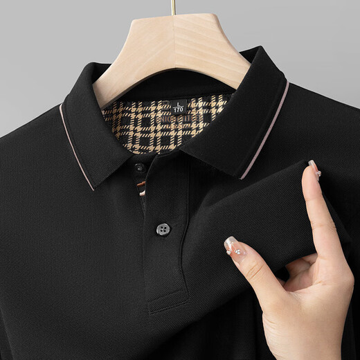 
Hailan Home's new summer men's lapel T-shirt simple and fashionable white men's short-sleeved POLO shirt cotton t-shirt top 6628 navy blue XL /52 [recommended 140-160d