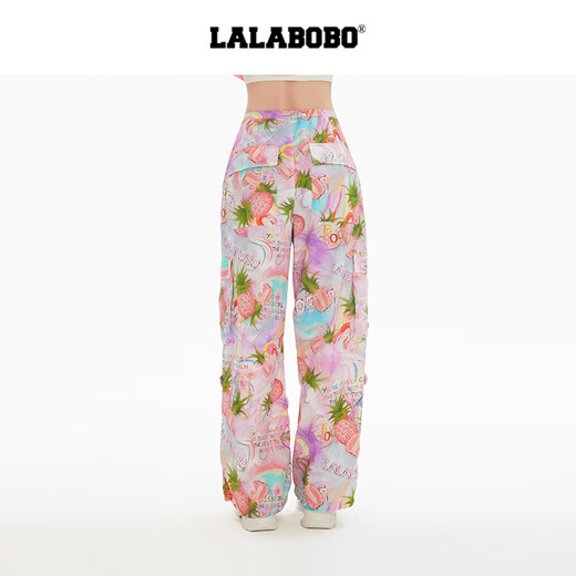 LALABOBO [Mall Style] Sweet Cool Dopamine Powder Working Pants for Women 25 New Loose Casual Wide Legs LBEB-WXZC38 Pink Regular S
