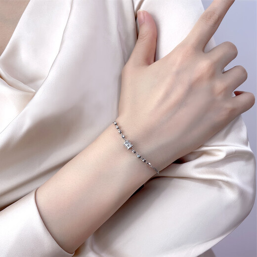 Damuni PT950 platinum bracelet classic versatile small waist transfer beads genuine pure platinum platinum bracelet Mid-Autumn Festival gift 3.74g/length 16-18.5cm adjustable