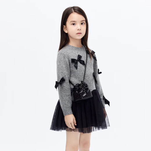 Little MO&Co. New Year's greetings clothing containing wool children's clothing New Year girls sweater mesh dress children's skirt