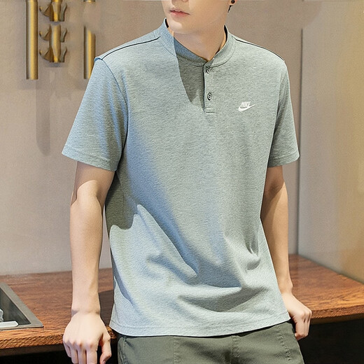 Nike (Nike) Polos de polo gris Henry Henry Camisa Summer NUEVO Menores de algodón puro de manga pura Camiseta Sports Top Grey FN3895-063 Pure Cotton Breatable S 100-120Jin [Jin equivale a 0.5 kg]