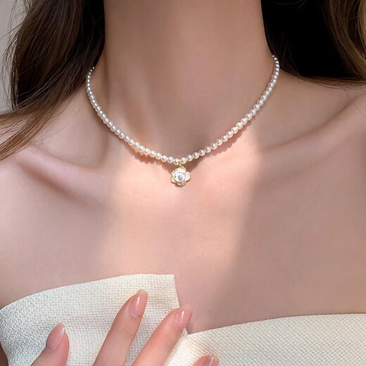 
Pupan Lao Phoenix 999 French Glazed Camellia Pearl Necklace Accessories for Women 2025 New Sweater Clavicle Chain Necklace Camellia Necklace 1047