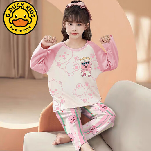 G.DuckKids Girls Pyjamas Children à manches longues à manches longues Spring et automne pour enfants de taille moyenne Vêtements de filles 2024 Nouveau ensemble de coton pur