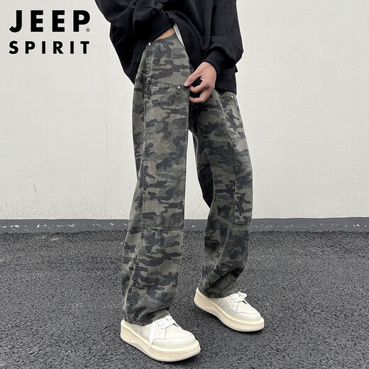 JEEP SPIRIT Jeep pants men's camouflage work casual pants men's autumn and winter straight wide-leg high-end fashion brand American trousers