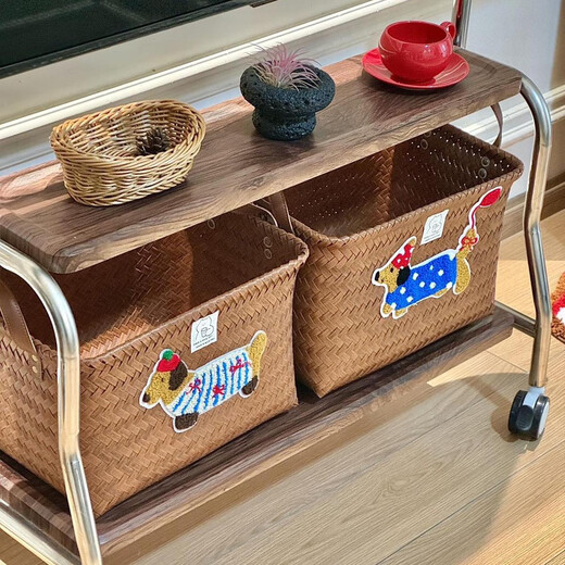 Yonghuan Panier de rangement tissé à la main Imitation Snack Roard Panier de rangement de jouets Multi-fonction Ornements de rangement ajout de la saucisse 3884cm