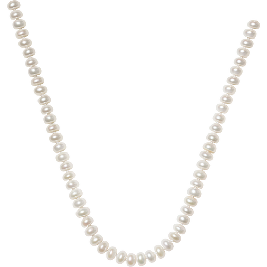Saturday Fortune S925 Silver Buckle Pearl Necklace Mom Birthday Gift X058607 Oblate Round Approx. 7.5mm 45cm