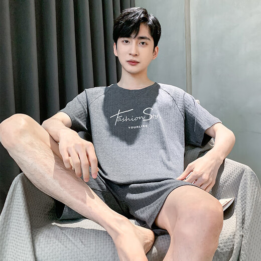 恺芮虎男士睡衣男夏季短袖棉质男款夏天薄款男生可外穿大码家居服 HD9929 L