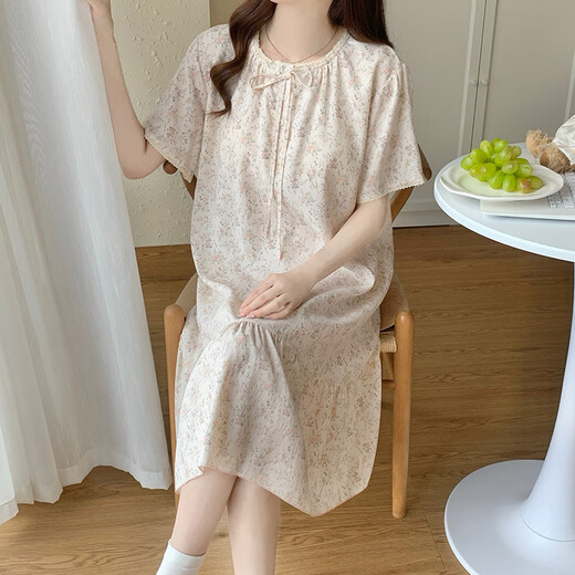 Victoria's Style Pyjamas mit Brustpolster für Frauen im Sommer 2025 Neue lose und niedliche koreanische Floral Nachthemd mittelgroße Hauskleidung großer Größe M16862 [mit Brustpolster] XL