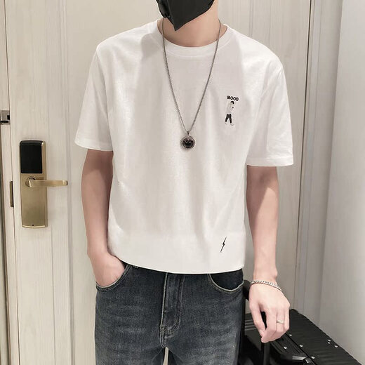 Qiao yilun kurzärmeliges T-Shirt Herren Sommer Top Simple und vielseitiger Trend 2025 Neue trendige Marke Slim und Handsome Männer halbärmelig T 1101-1-9226-White M