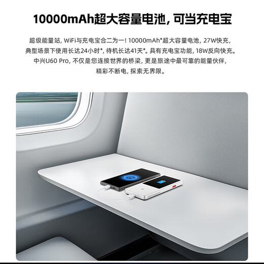 ZTE ZTE U60Pro Global Version 5G card-free portable wifi wireless network card wifi7 portable hotspot worry-free travel global version-U60Pro Titanium Silver