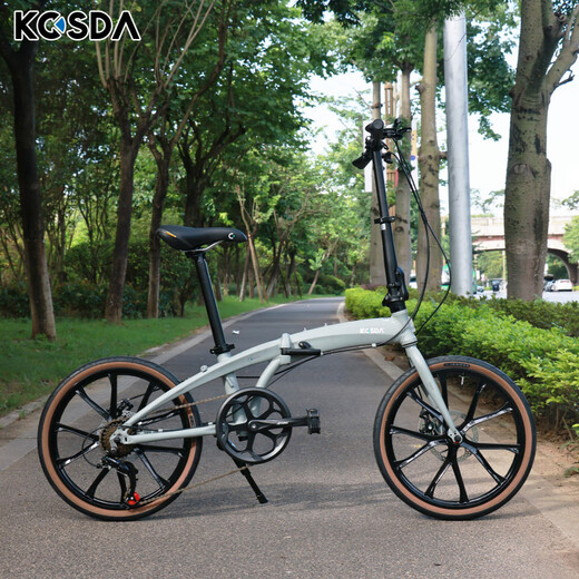 KOSDA 20-inch integrated wheel ultra-light portable aluminum alloy 7-speed adult men and women retro city folding KS100 light green/ten-knife wheel/Shimano 7-speed 20-inch