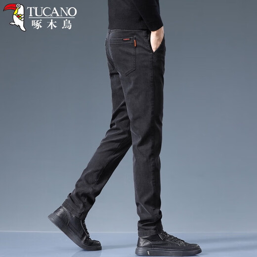 Woodpecker (TUCANO) Casual Pants Men's Autumn and Winter Business Pants Men's Loose Straight Fashion Versatile Pants Men's Pants Black 32