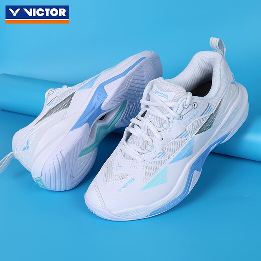VICTOR Victory 25 new professional badminton shoes for men and women competition training sports shoes non-slip cushioning C90NitroLite C90HP-AM white fresh blue 43 VICTOR Victory 25 new professional badminton shoes for men and women competition training sports shoes non-slip cushioning C90NitroLite C90HP-AM white fresh blue 43