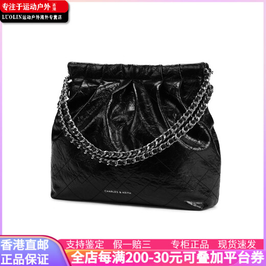 Calvin Klein小ck 夏新链条百搭款 棉 腋下流浪包托特包Tote包购物袋单肩包 女 Noir黑色 基础装(包)