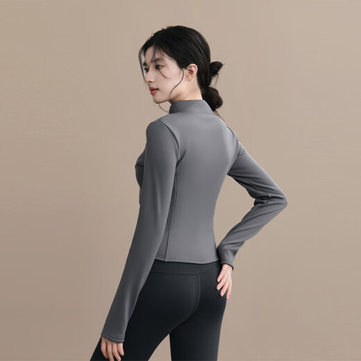 Fluniyu Sports Jacket Women's Slim Sports Long Sleeve Yoga Top Professional Pilates Training Outdoor Running Fitness Jacket Cardamom Green Slim Fit XL Recommended 115-130 Jin Jin equals 0.5 kg