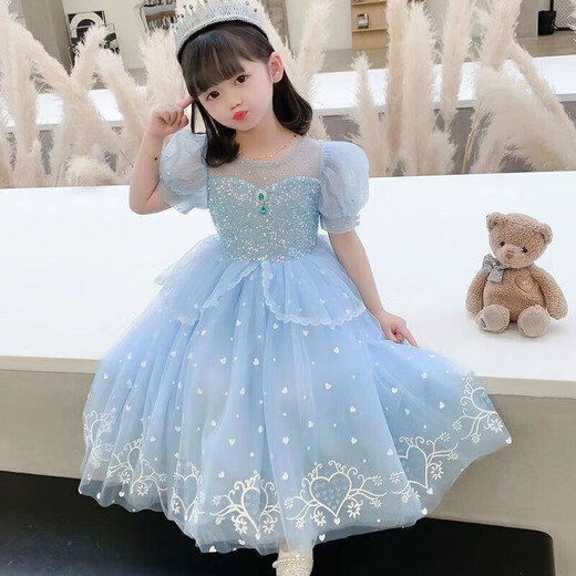 Princess Aisha dress for girls summer style Aisha dress for new Frozen Aisha dress for children's summer dress light blue 140 cm