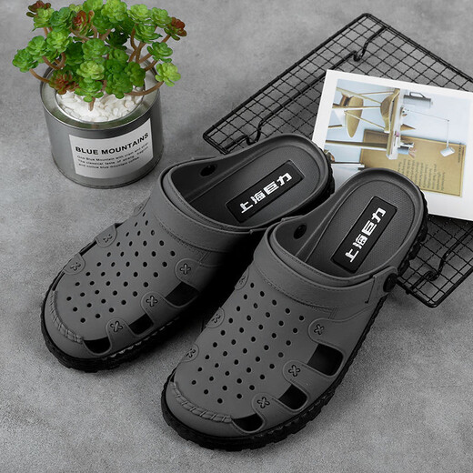 Yuanle Shanghai Juli Sandals Herren Sommer täglich lässige Freizeit hohl Anti-Schlupf-Weiche Sohle atmungsaktiven Kopfkleidung-resistente Strandlochschuhe Reddit Pole Schwarz 3524 39 Reddit Pole 39 Standardcode