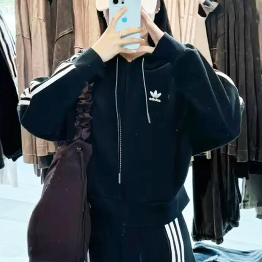 阿迪达斯 （adidas）618三叶草女装春季新款复古穿搭短款运动连帽夹克外套 JM8056_主图款 XS
