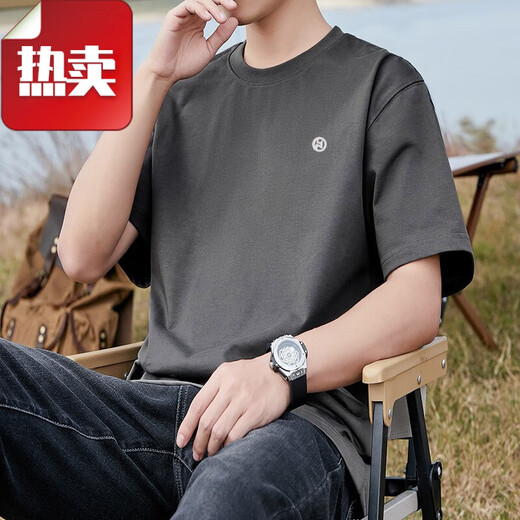 Fanke Liufang kurzärmeliges T-Shirt für Männer 2025 Neuer Sommer Pure Cotton Trendy Herren lose Männer oberste halbe Ärmlichkeit Herren T-Shirt White Pure Cotton Kurzärmel-1365 s empfohlen 90-115jin [Jin entspricht 0,5 kg]