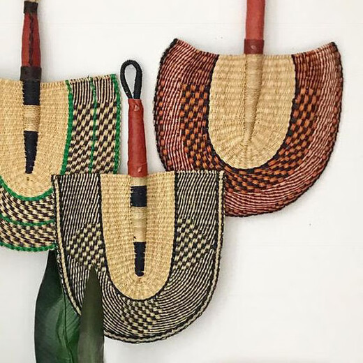 BEYZKRoomology imported from Africa Ghana hand-woven straw woven fan ins color decorative fan BGF-12352