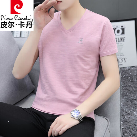皮尔卡丹（pierre cardin）V领2025纯棉短袖男t恤男装运动休闲体恤中国风潮流大码简约打底衫 白色691款 M 90-115斤