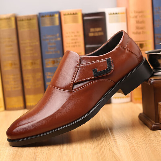
Business formal wear without lace buckles for work men's leather shoes dad flat men's leather shoes suit soft leather large size shoes 9921 gloss black flat sole foot cover 38