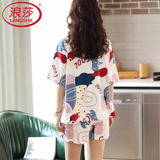 Langsha Light Luxury Pyjamas für Frauen im Sommer Baumwolle Kurzärmel Shorts Cotton Casual Student Home Kleidung