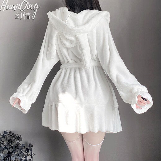 
Sexy pajamas for women in autumn and winter rabbit ears cartoon three-point bra cute rabbit ears two-dimensional sex suit 7029 outer robe, single size