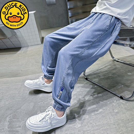 G.Duckkids Boys 'Hosen Sommer 2025 Neue Stil mit mittlerer und großer Kinder-Jungen-Hose für Kinder Tennis-Denim-Mücken-Repellenthosen PY-2575 Denim Mosquito-Repellent Hosen-Blau 100 cm Empfehlung der Höhe 90-100 cm
