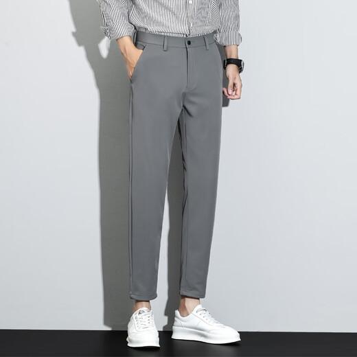 Septwolves (septwolves) broken code 2025 new spring men's casual pants Korean style trendy nine-point suit pants high-end straight slim pants g9902 black 28 waist circumference two feet one
