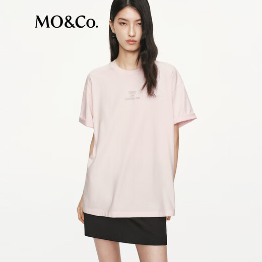 MO&Co.印花T恤2025秋新品猫和老鼠联名系列抗菌防螨棉质短袖MBE3TEE001 淡粉色 M /165