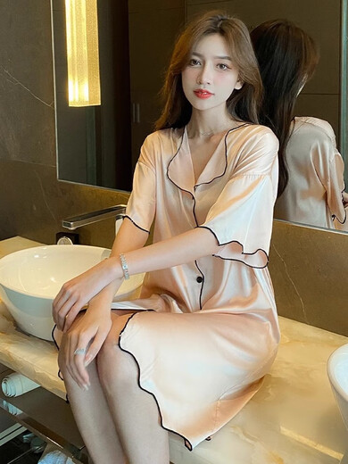 Rometon Internet CelebJer Capnis para mujeres en el verano delgado Seda de seda de seda Camisa de manga corta para mujeres en verano ropa de seda fresca CWS-9901# M 75-100Jin [Jin equivale a 0.5 kg]