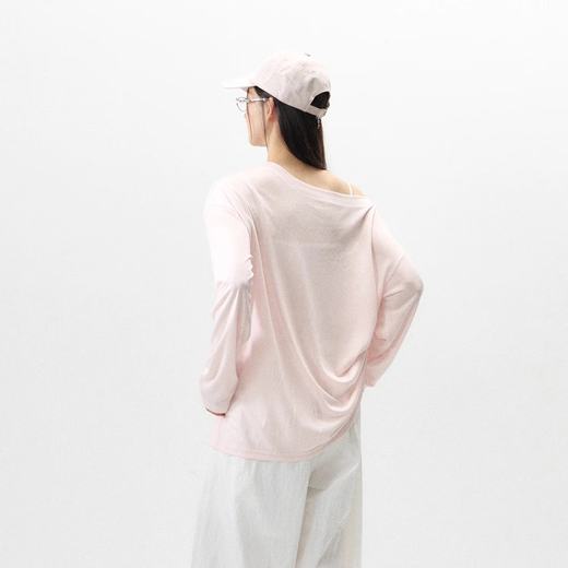Mikrotransparenter Sonnenschutzbluse Langarmed T-Shirt für Frauen Sommer dünn gedruckt lose Schlank