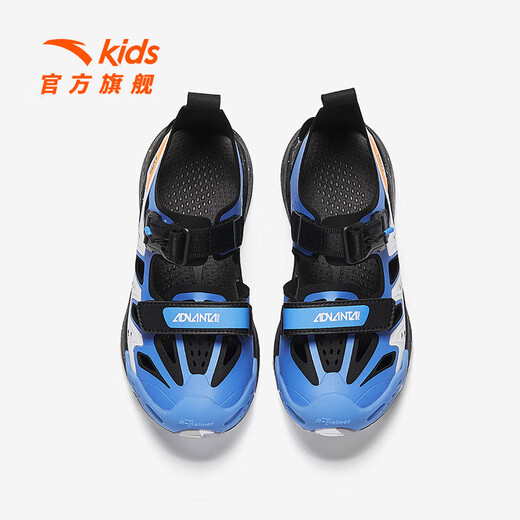 ANTA children's sandals, boys' shoes, 25-year summer Qingyu Baotou outdoor comfortable student beach shoes, water-soluble blue/black/Anta white-1 38