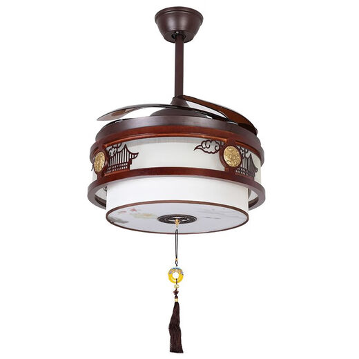 Alima neuer chinesischer Fan Kronleuchter Schlafzimmer Wohnzimmer Massives Holz Unsichtbares Haus chinesischer Retro-Lüfterfrequenz-Konvertierung Restaurant Kronleuchter 9896 Drei-Farben 48-Zoll-DC-Frequenzumwandlung Stummes reines Kupfer